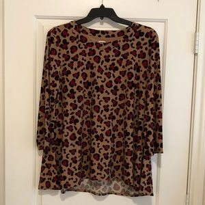 Ann Klein 3/4 length sleeve, animal print tunic size XL